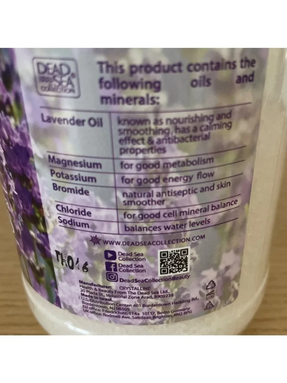 Lavender Dead Sea Bath Salts Reviving Calming 100% Natural Lavender Oil 34.2 Oz